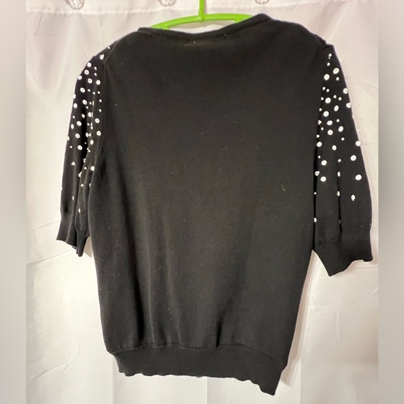 Michael Kors zip up top with sequins floral pattern black with white. Size M - Picture 4 of 5